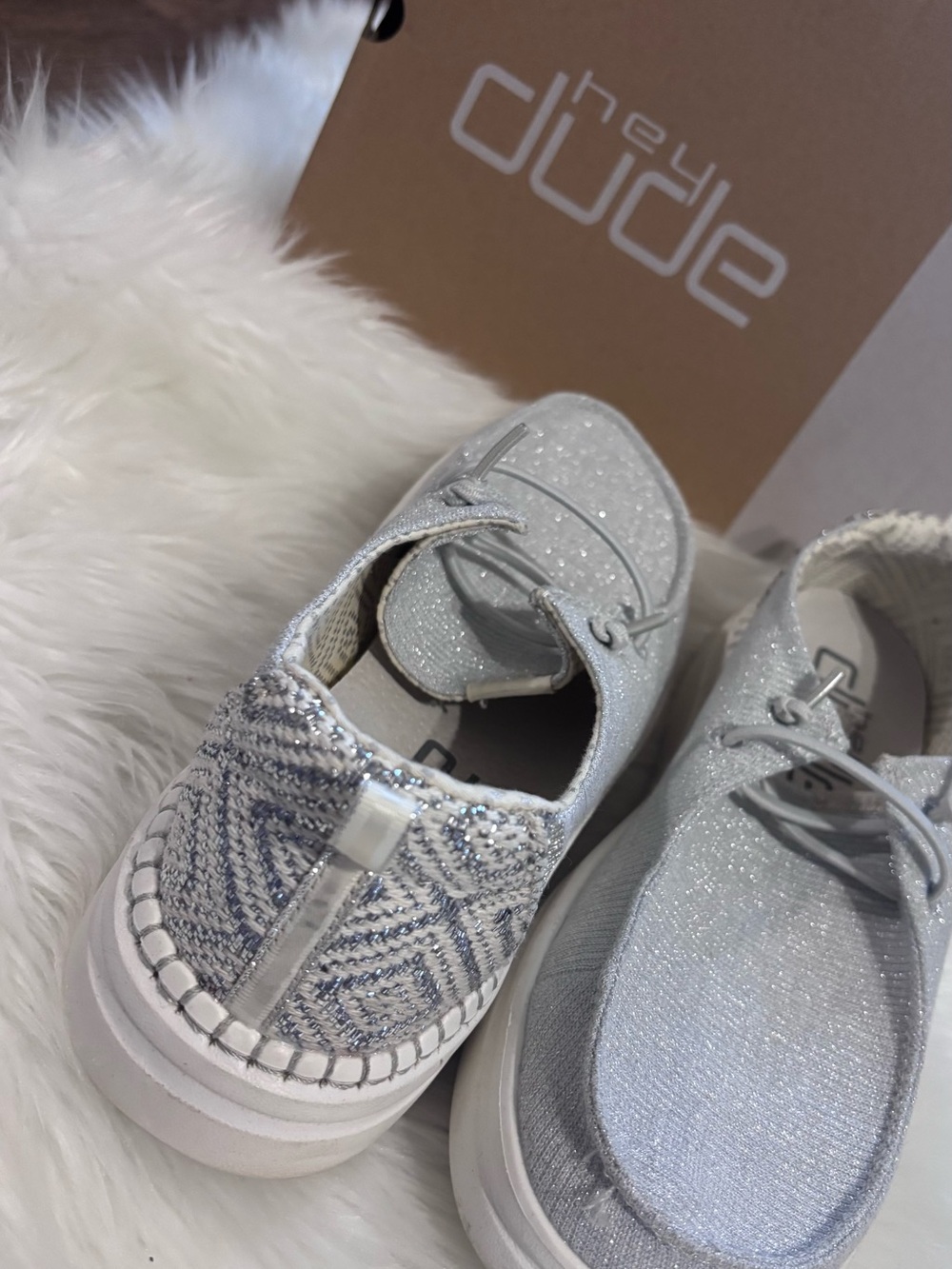 Hey Dude Wendy Rise Silver Sparkle City Slip-Ons.